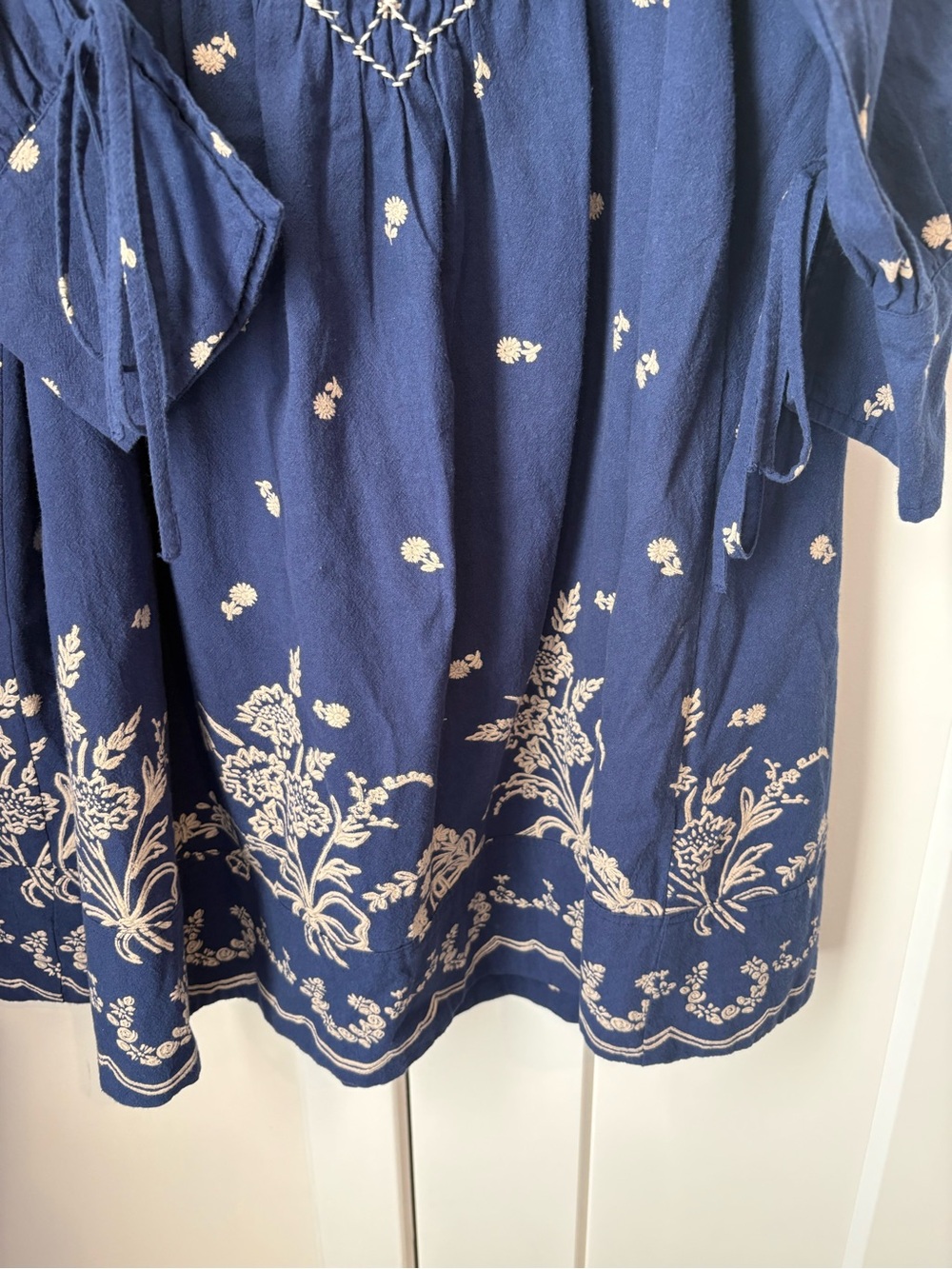 Free People Sonora Printed Mini Dress Navy Blue Medium - Picture 14 of 16